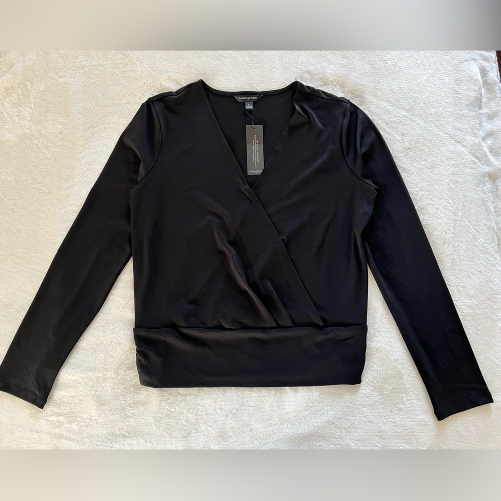 Blouse, long sleeve shirt, brand Banana Republic, size L, color black
